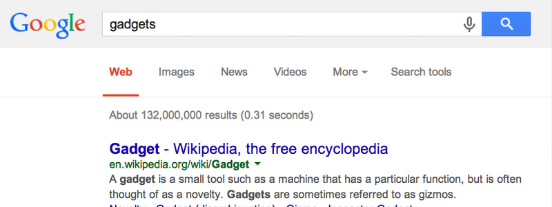 Google search for gadgets