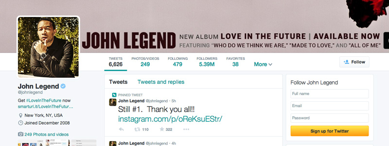 John Legend's new Twitter profile