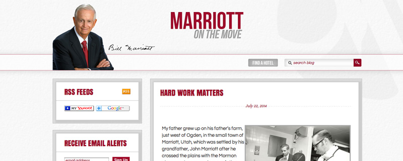 Bill Marriott’s blog gives a personal touch.