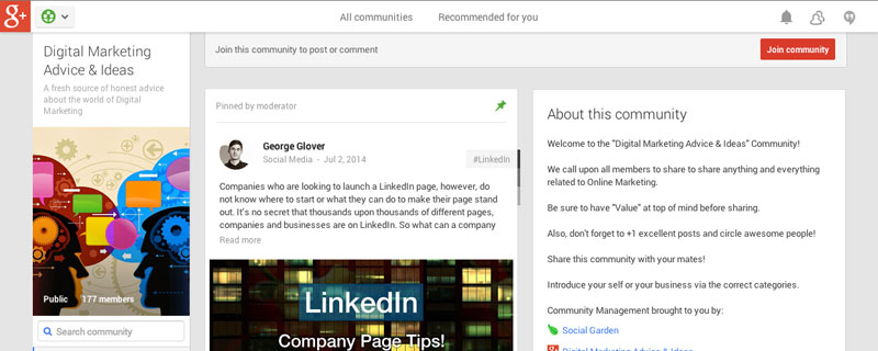 Digital Marketing Community on Google+