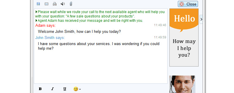 Live chat with a customer service representative. Image credit: MyLiveChat