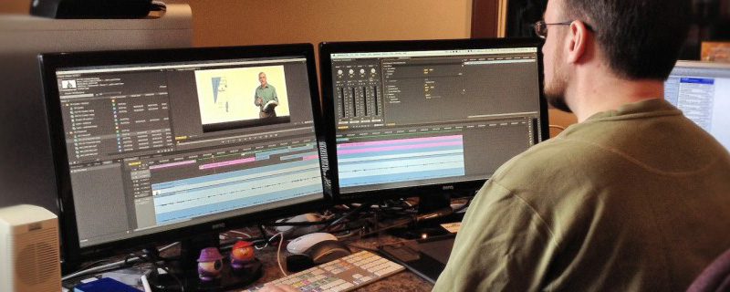 Video editing. Photo credit: Ollie Hosier's BTEC Media Blog